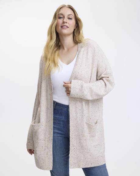 Long-Sleeve Open Cardigan with Pockets