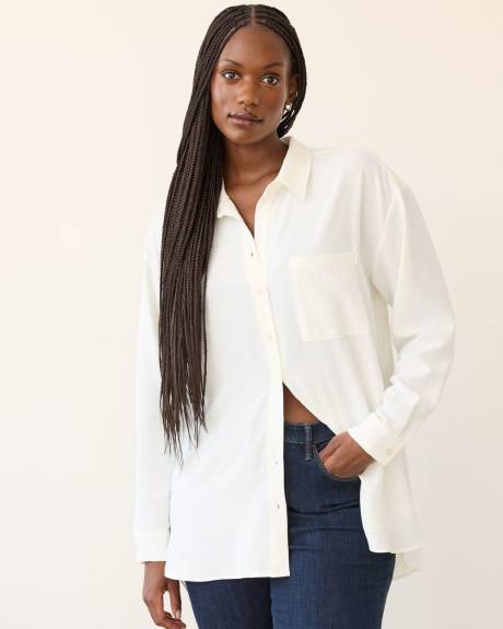 Long-Sleeve Blouse with Shirt Collar