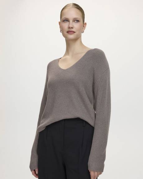 Cashmere-Blend V-Neck Sweater