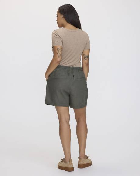 Linen Blend Shorts with Drawstring