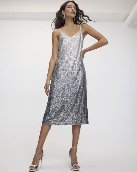 Ombré Sequin Sleeveless Midi Dress