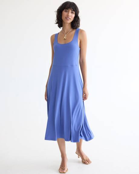 Sleeveless Midi Dress with Square Neckline