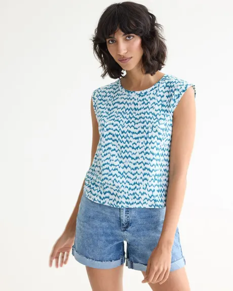 Cap-Sleeve Top with Scoop Neckline