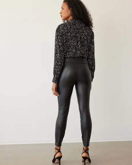 Legging taille haute en faux cuir extensible - Petite