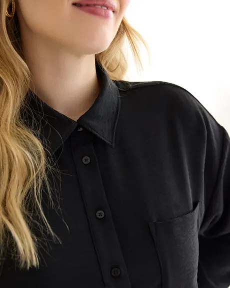 Long-Sleeve Blouse with Shirt Collar