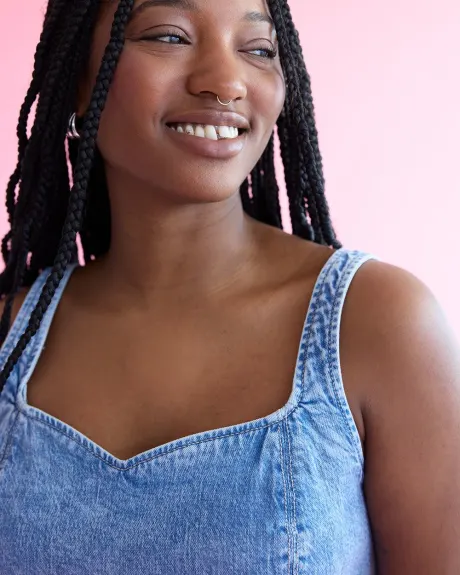 Denim Bustier Top with Sweetheart Neckline