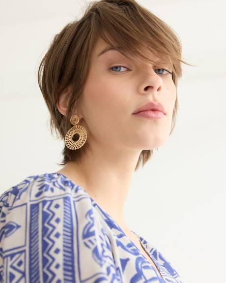 Earrings with Metal Weave Pendants