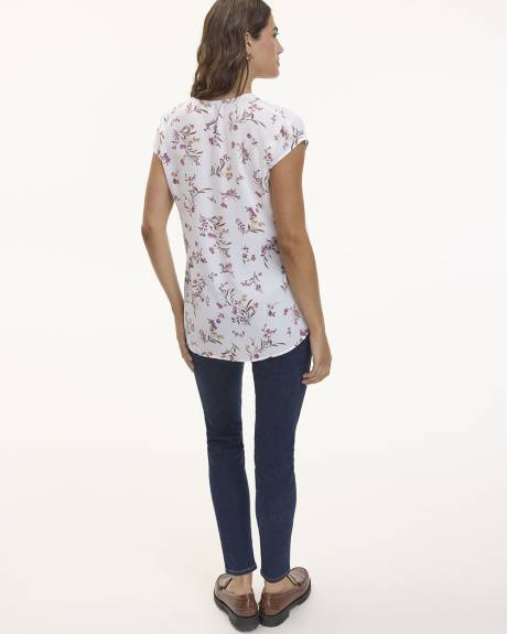 Short-Sleeve V-Neck Blouse