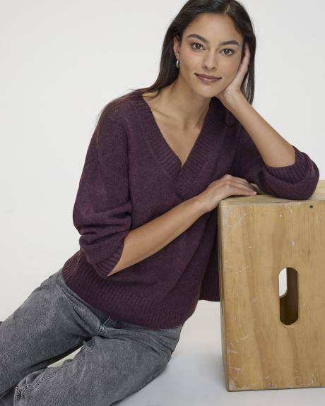 PlushSoft Long-Sleeve V-Neck Sweater