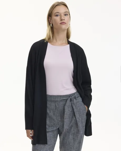 Long-Sleeve Open Cardigan with Pockets