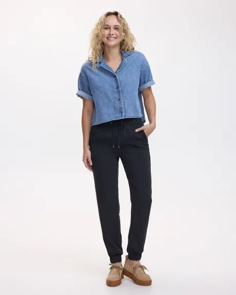 Pantalon jogger en sergé - Petite