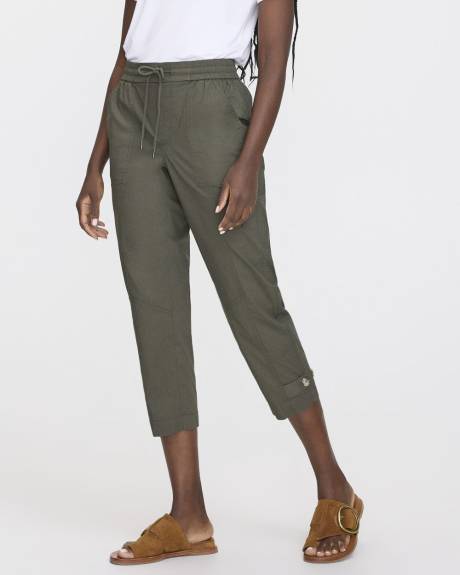 Straight-Leg High-Rise Poplin Capri Pant