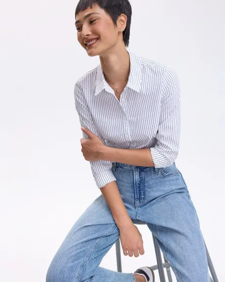 Long-Sleeve Buttoned-Down Blouse with Shirt Collar - R Essentials