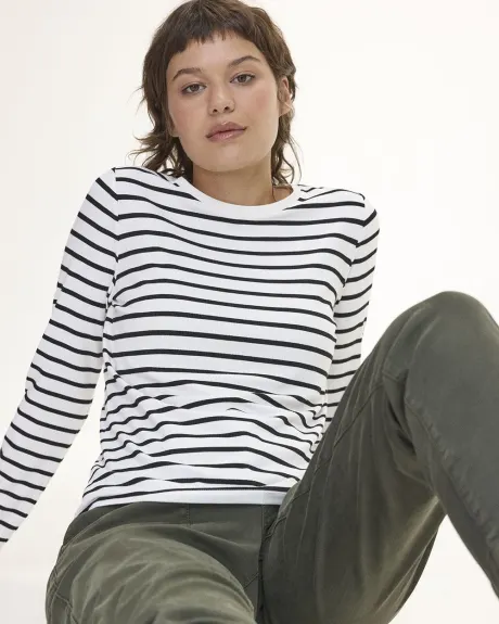 Long-Sleeve Crew-Neck Ribbed Top