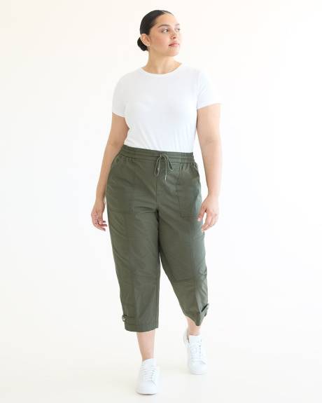 Straight-Leg High-Rise Poplin Capri Pant