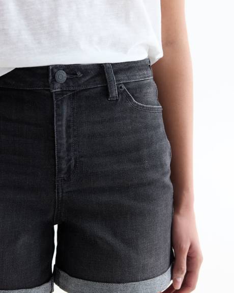 Mid-Rise Denim Shorts with Rolled Hem