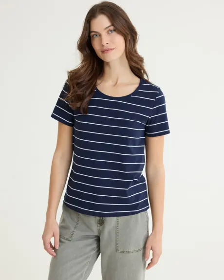 Scoop-Neck Striped Cotton Tee - R Essentials