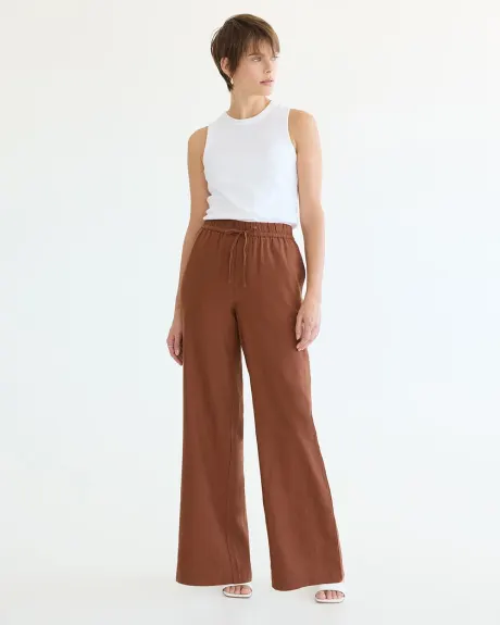 Pantalon en lin à jambe large et taille haute