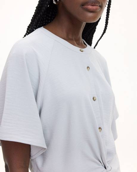 Short-Sleeve Blouse with Twisted Detail