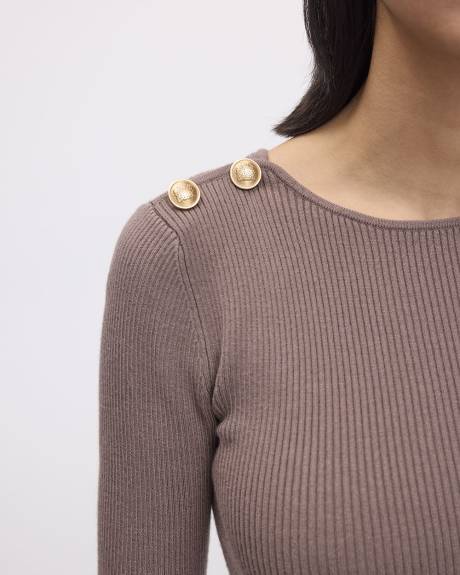 Long-Sleeve Boat-Neck Bodycon Pullover