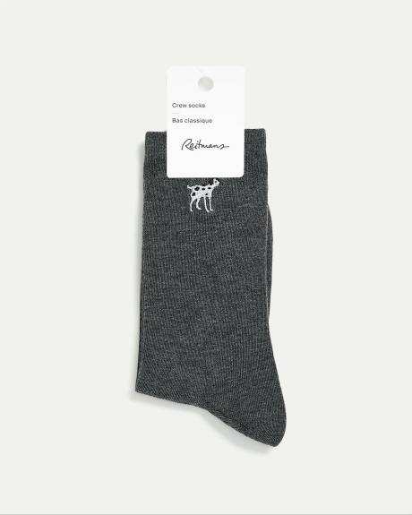 Cotton Crew Socks with Dalmatian