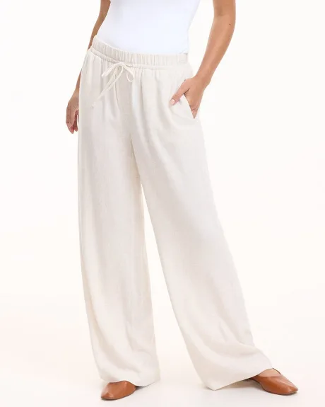 Wide-Leg Linen-Blend Pant - Petite