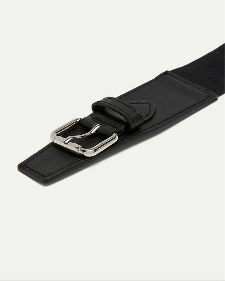 Ceinture de taille en faux cuir extensible avec boucle double