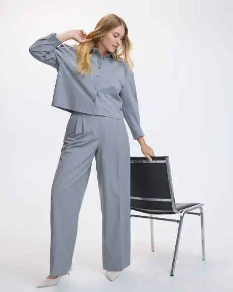 Pantalon rayé à jambe large et taille haute - Coupe Courbes