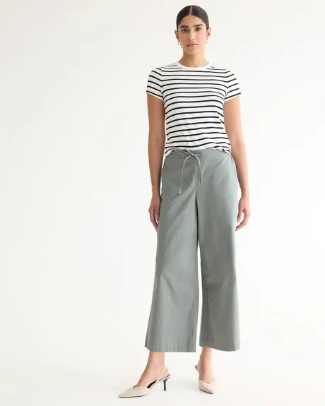 Wide-Leg Cropped High-Rise Poplin Pant