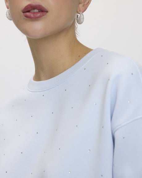 Crew-Neck Sweatshirt with Rhinestones