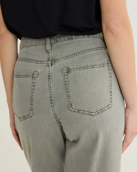 Pantalon à taille mi-haute et jambe droite avec grandes poches - Petite