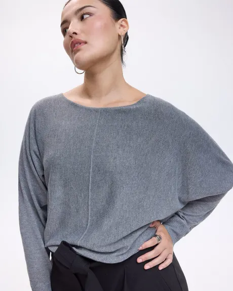 Long-Sleeve Boat-Neck Merino-Blend Sweater