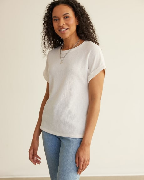 Crew-Neck Tee with Short Dolman Sleeves