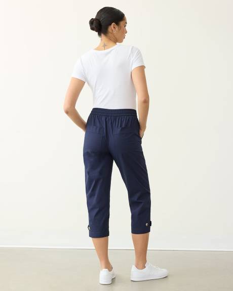 Pantalon capri à taille haute et jambe droite en popeline - Petite