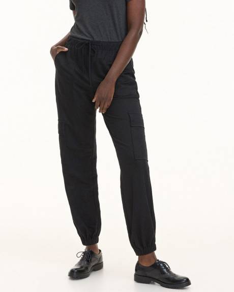 Pantalon jogger en tricot piqué à taille haute - Petite