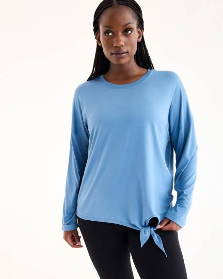 Long-Sleeve Crew-Neck Front-Tie Tee - Dry Lux Hyba