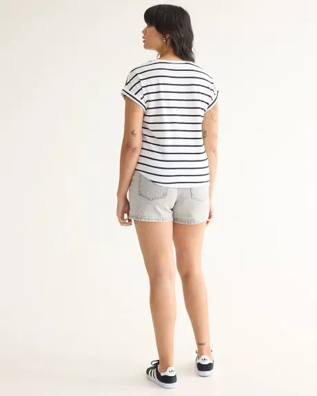 Crew-Neck Tee with Short Dolman Sleeves