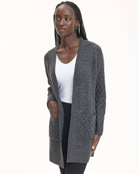 Long-Sleeve Open Cardigan with Pockets