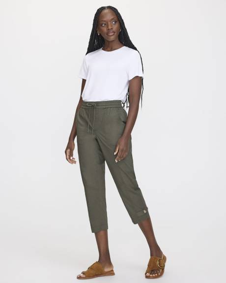 Straight-Leg High-Rise Poplin Capri Pant