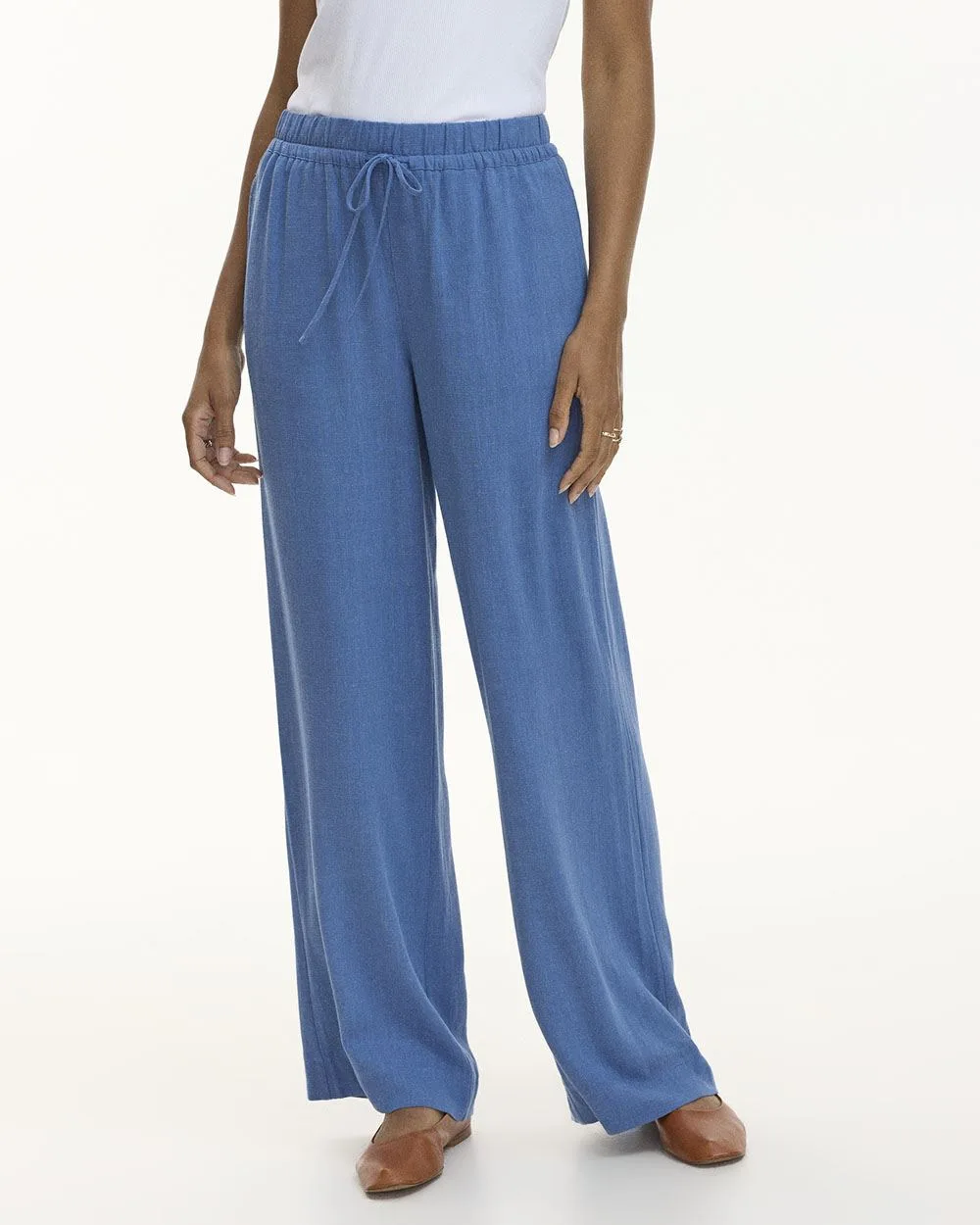 Wide-Leg Linen-Blend Pant - Petite