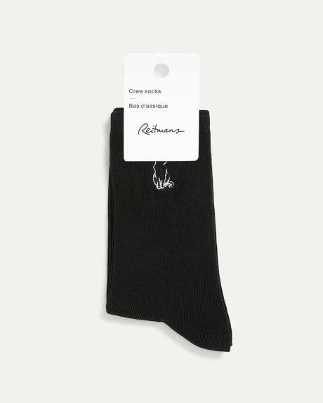 Cotton Crew Socks with Cat