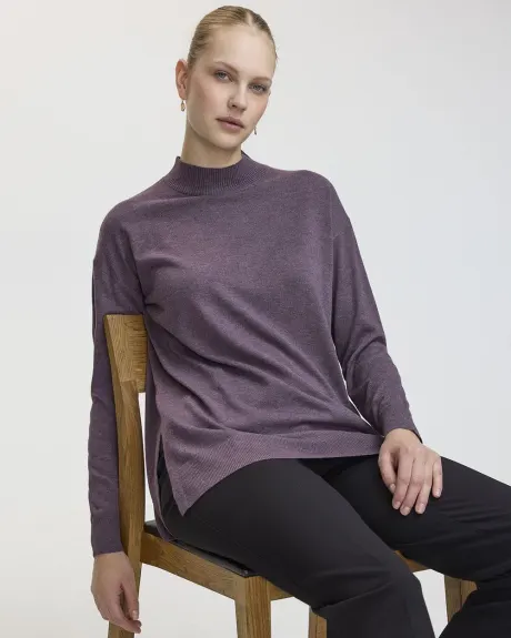 Long-Sleeve Mock-Neck Merino-Blend Tunic