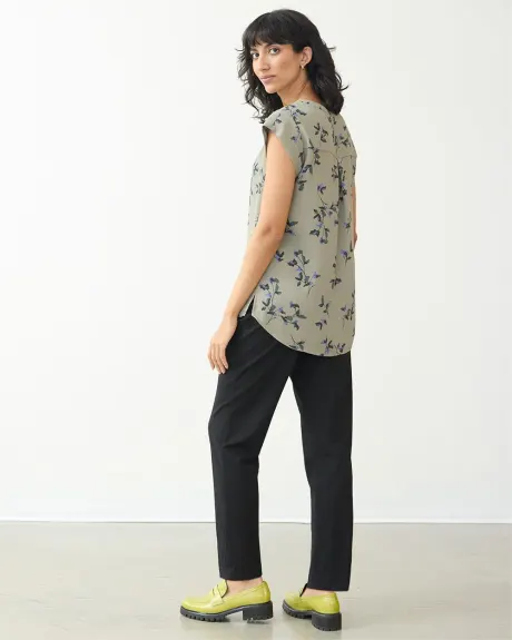 Cap-Sleeve Blouse with Split Neckline - R Essentials