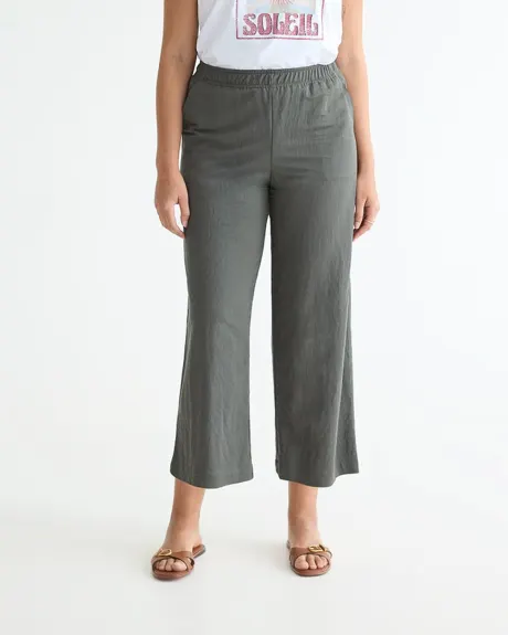 Wide-Leg Cropped Piqué Pant - Petite