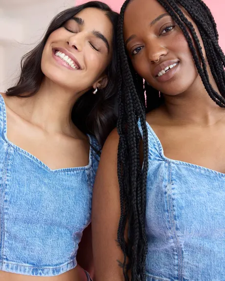 Haut bustier en denim avec encolure en coeur