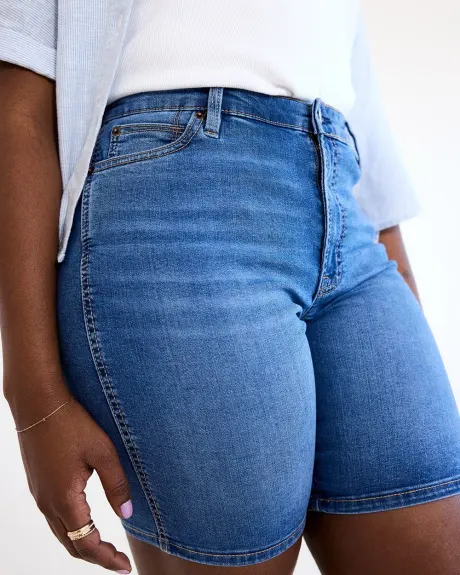 High-Rise Denim Bermuda