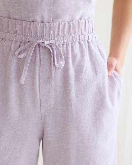 Pantalon en lin à jambe large et taille haute - Petite