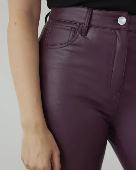 Pantalon taille haute à jambe droite en faux cuir - Petite