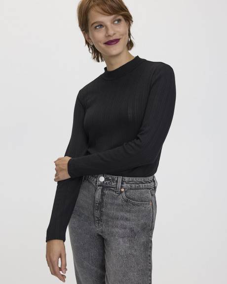 Long-Sleeve Mock-Neck Top