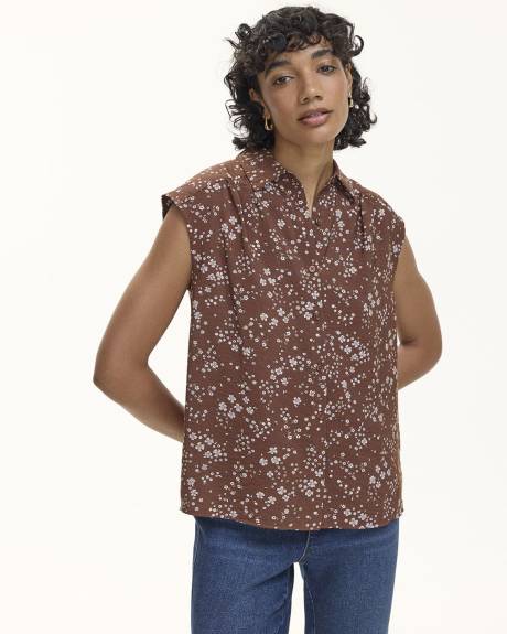 Blouse boutonnée à manches très courtes